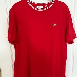 Lacoste Red Short Sleeve Tee with Classic Crew Neck